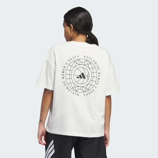 White ADIDAS WORLD WIDE HOOPS GRAPHIC TEE
