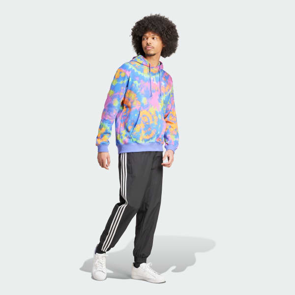 adidas Tie Dyed Allover Print Hooded Sweatshirt Blue Free Shipping with adiClub adidas US
