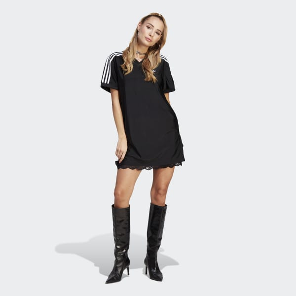 Regelmatigheid pistool doel adidas Lace Trim Tee Dress - Black | Women's Lifestyle | adidas US