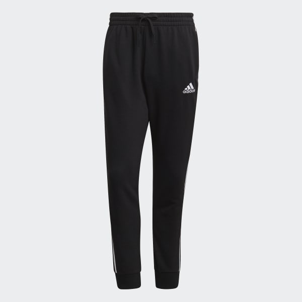 Zwart Essentials French Terry Tapered Cuff 3-Stripes Broek