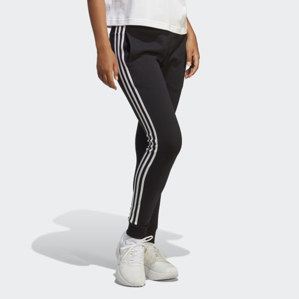 Zwart Essentials 3-Stripes French Terry Cuffed Broek