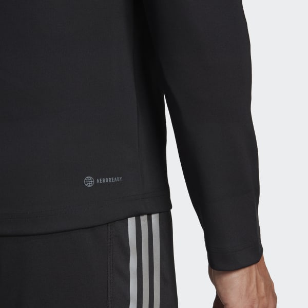 Black Training 1/4-Zip Colourblock Long Sleeve Tee BVS47