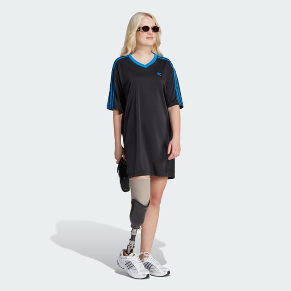 Black Adibreak Back Print Dress