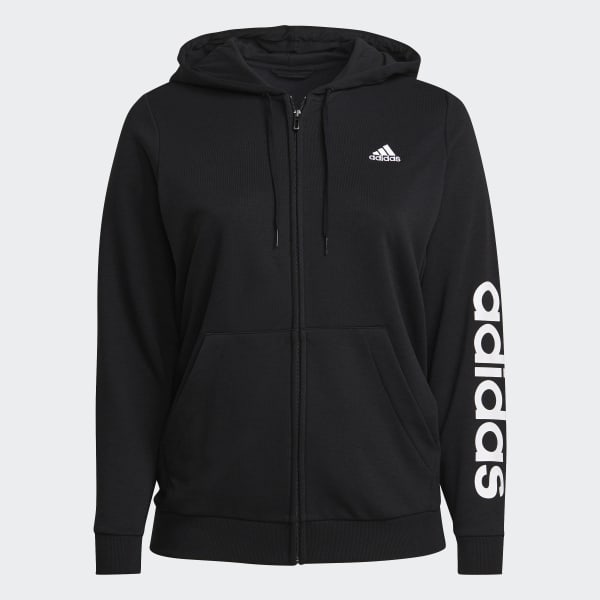 Black Essentials Logo Full-Zip Hoodie (Plus Size)