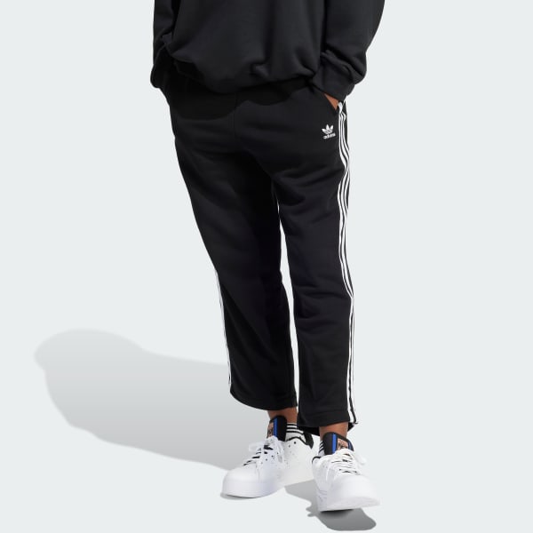 Siyah 3-Stripes Open Hem Loose Joggers