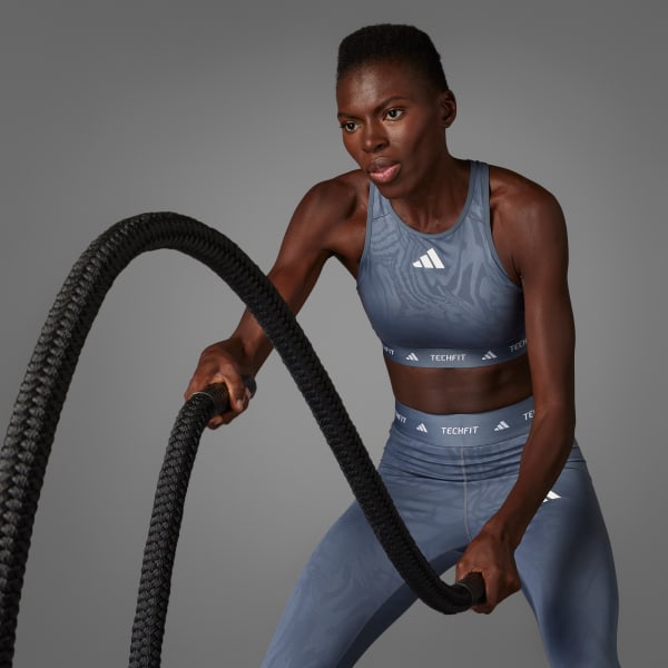 Μαύρο Techfit Medium-Support High-Neck Print Bra