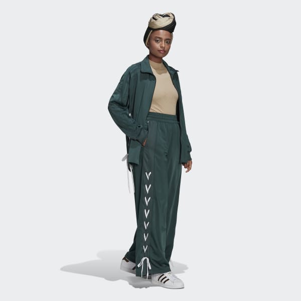 adidas Originals laced up track pants in dark green