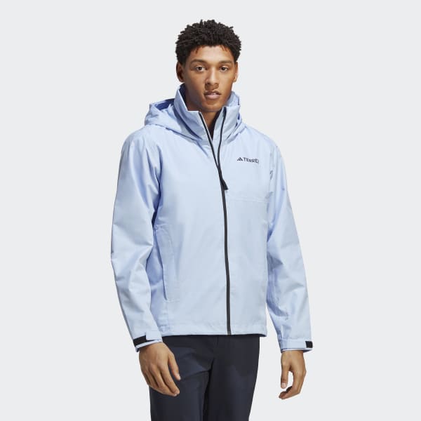 Mens rain jacket sales with stowable hood