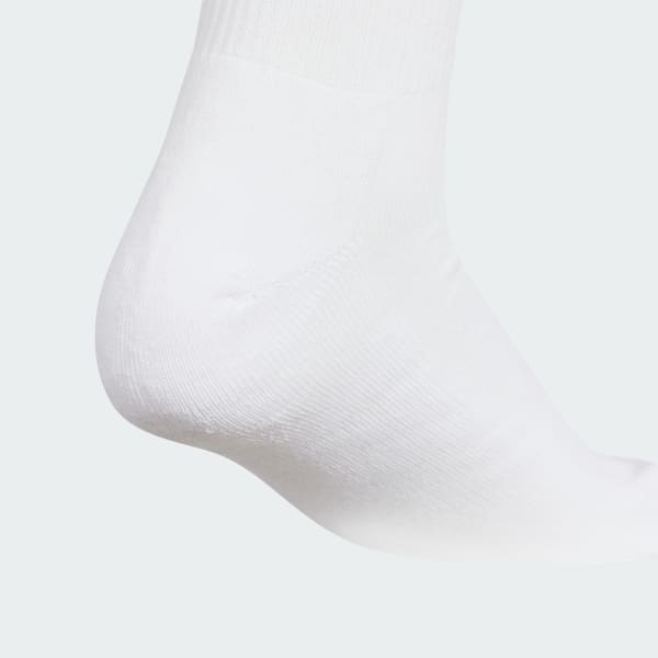 ホワイト 【ゴルフ】クルー丈 スリーストライプ クッションソックス