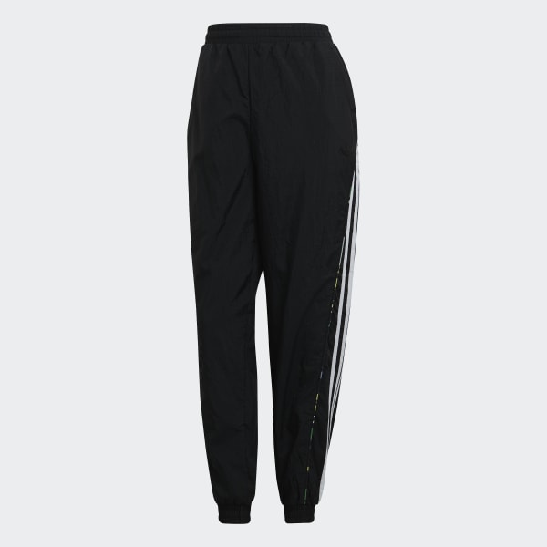 Đen Track Pants Cạp Cao Dệt Thoi Viền Hoa JKY59