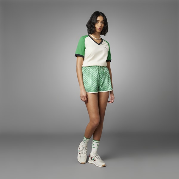 adidas Adicolor 70s High-Waist Monogram Shorts - Green