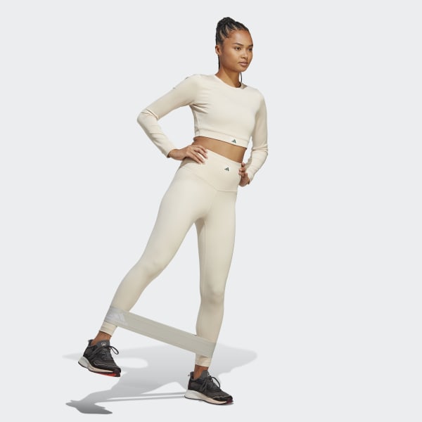 Beige Sports Club Crop Longsleeve