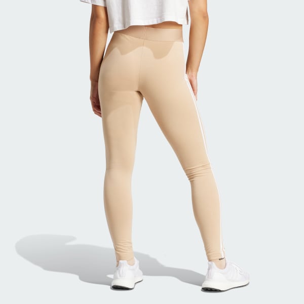 adidas LOUNGEWEAR Essentials 3-Stripes Leggings - Beige, Women's Lifestyle