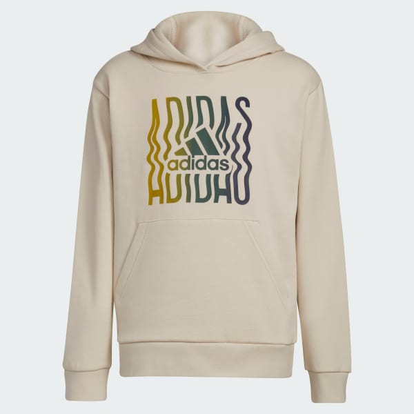adidas Game On Graphic Fleece Pullover Hoodie Extended Size Beige Free Shipping with adiClub adidas US