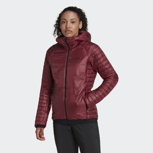 Burgundy Terrex Techrock Primaloft Insulated Padded Hooded Jacket KNF14