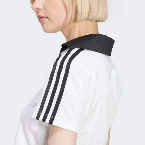 adidas Adicolor Football Jacquard V-Neck Crop Polo Shirt