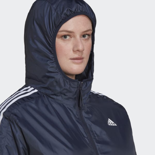 modrá Essentials Insulated Hooded Jacket (Plus Size) AV244