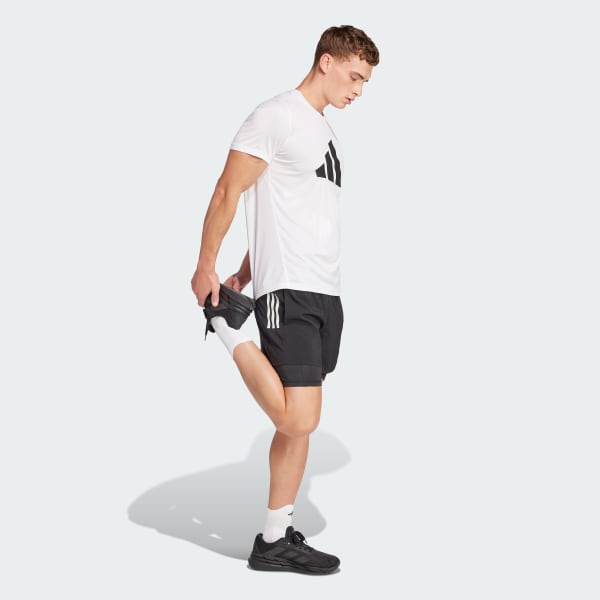 Preto Shorts 2 em 1 Own the Run CLIMACOOL 5-Pocket