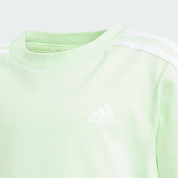 Verde Camiseta Essentials 3 Rayas Algodón