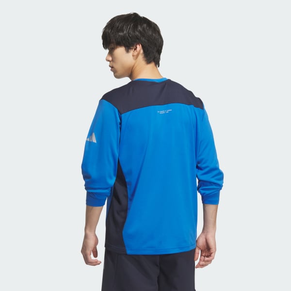 ブルー アディダスアダプテーション レギュラーフィット 長袖Tシャツ