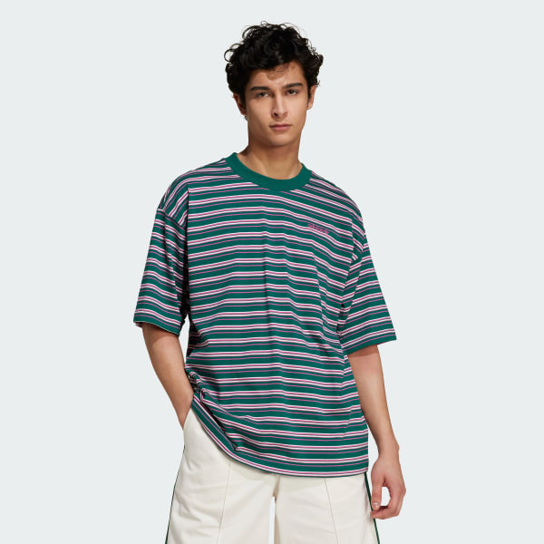 adidas '80s Loose Striped Tee - Green | adidas India