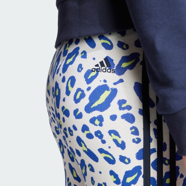Women's Adidas Leggings Shorts Leopard Print Biker Gym Tight RRP £45