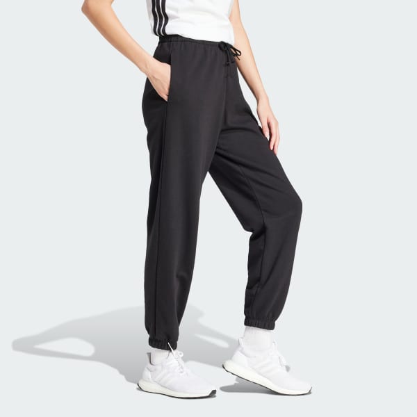 Black Essentials Small Logo French Terry Cuffed Pants