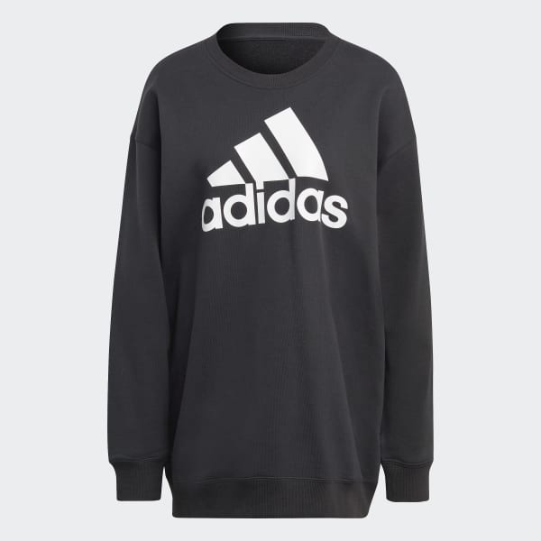 Negro Sudadera Essentials Logo Extra Grande Tela French Terry Ajuste Holgado