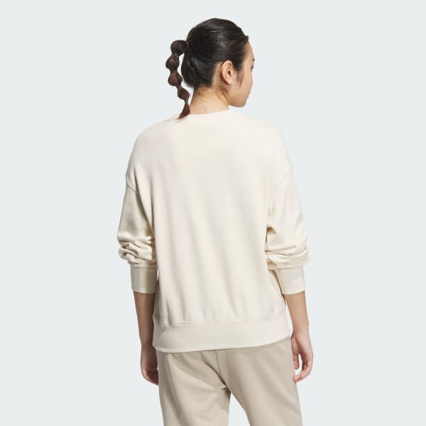 White 에센셜 플러스 스몰 로고 프렌치 테리 크루넥 스웨트셔츠