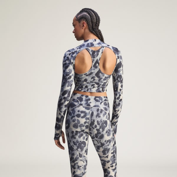 Bej adidas by Stella McCartney Training Uzun Kollu Desenli Kısa Üst