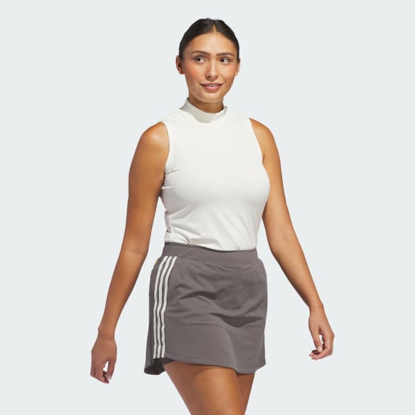 Beige Ultimate365 Sleeveless Mock Neck Poloshirt