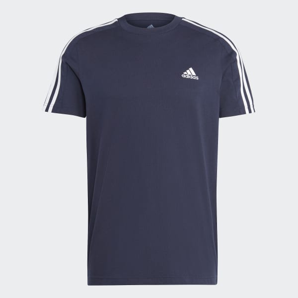 blauw Essentials Single Jersey 3-Stripes T-shirt