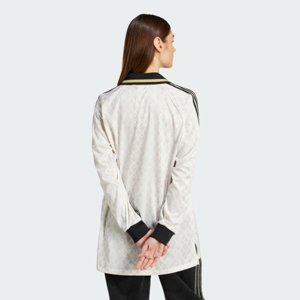 White adidas Originals Retro Sports Cricket-Inspired Long Sleeve Jersey