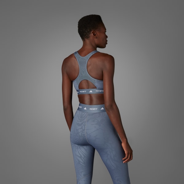 Noir Brassière imprimée col montant Techfit Maintien moyen