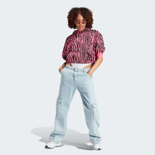 Rosa Moletom Capuz Zebra Animal Print Essentials
