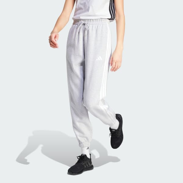 Essentials 3-Stripes Fleece Loose-Fit Pants