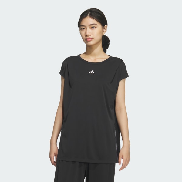 ブラック ソフトリュクス ブラック ダブルニット ルーズフィット ノースリーブ トップス