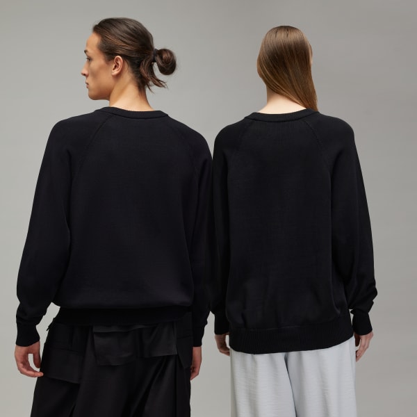 Black Y-3 Logo Knit Crew Sweatshirt