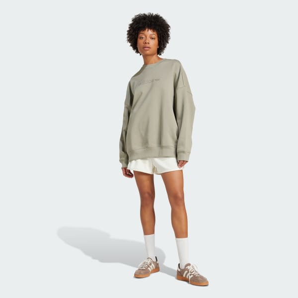 Green Essentials Linear Oversized Crew Sweatshirt