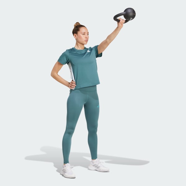 Gronn Train Essentials 3-Stripes Workout T-skjorte