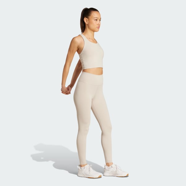 Beige adidas All Me Medium Support Tanktop-Beha