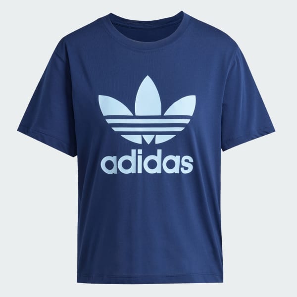 สีน้ำเงิน เสื้อยืดทรงบ็อกซี Adicolor Trefoil