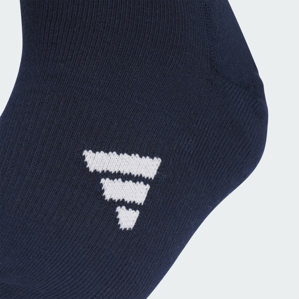 ブルー 【ゴルフ】クルー丈 スリーストライプ クッションソックス