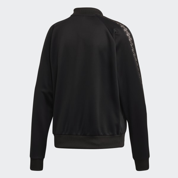 adidas 3 stripe tulle black track jacket