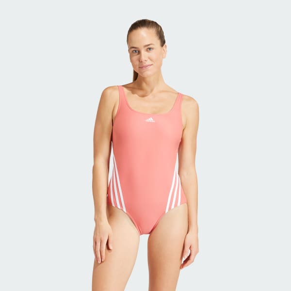 Red Padded 3-Stripes Swimsuit