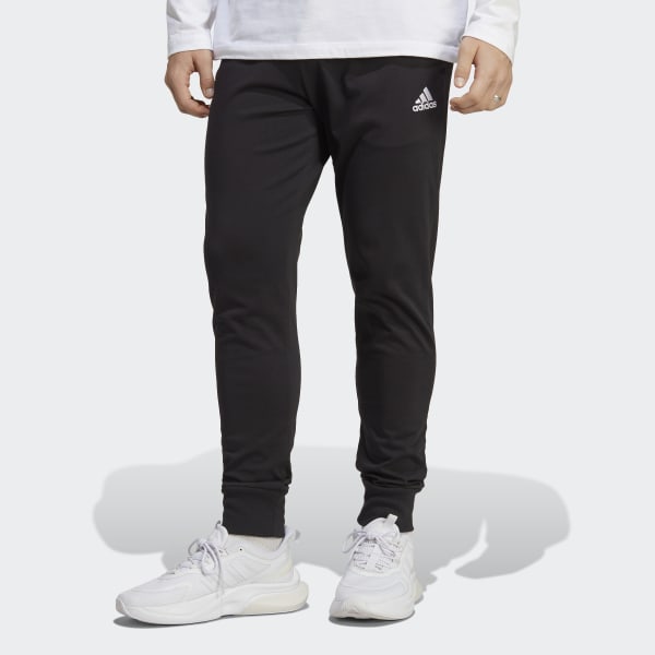 adidas Essentials Single Jersey Tapered Cuff Pants - Black | adidas India