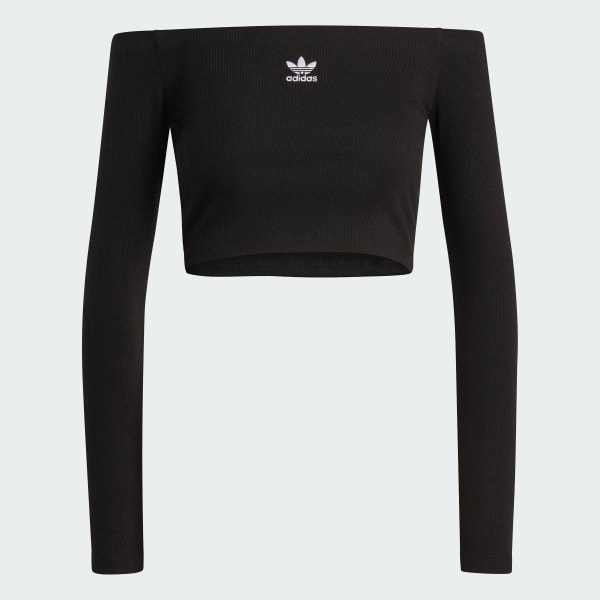 Schwarz ESSENTIALS RIB OFF SHOULDER LONGSLEEVE