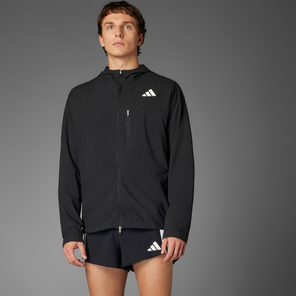 Schwarz Adizero Laufjacke