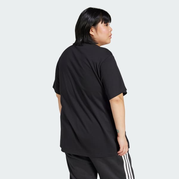 Svart Essentials 3-Stripes Cotton T-shirt (Plus Size)