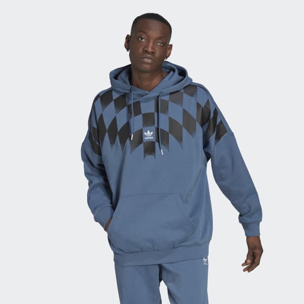 Niebieski adidas Rekive Graphic Hoodie ZR547